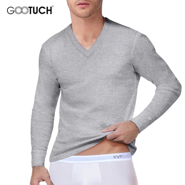 Plus Size Men Long Sleeve Thermal Underwear Shirt Men Basic Tops Cotton