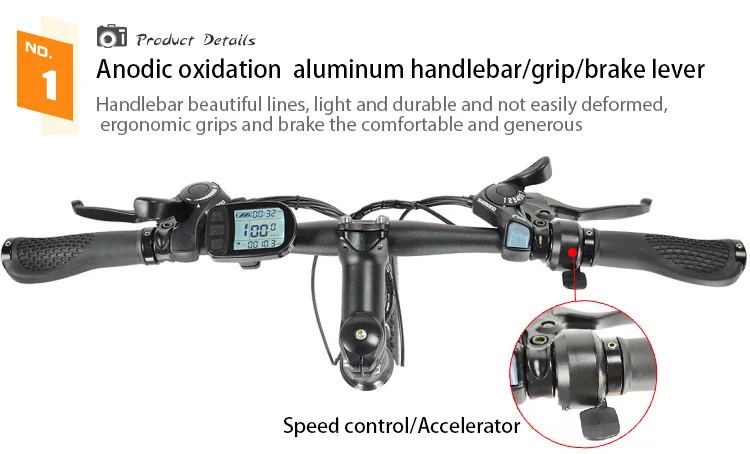 Excellent 26" Electric Bicycle Mountain Bike,350W Brushless Motor,48V Hidden Lithium Battery,Aluminum Alloy Frame, Suspension Fork 12