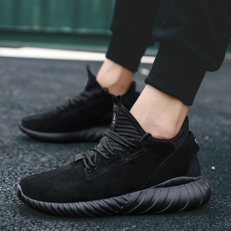 

2019 Suede Leather Men Brand Fashion Sneakers Lace-up Casual Shoes Breathable Comfortable Man Autumn Spring Footwear Size 38-44