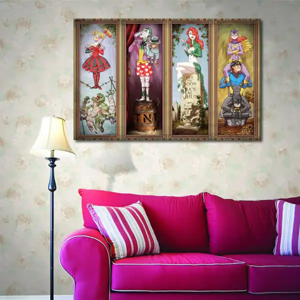 Print Art On Canvas The Haunted Mansion Batman Superman Cat Woman