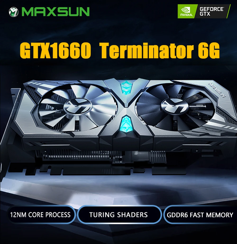 MAXSUN GTX 1660 Terminator 6G Graphics card 192bit NVIDIA GDDR5 8000MHz 1530-1785MHz HDMI+DP+DVI desktop video card for gaming