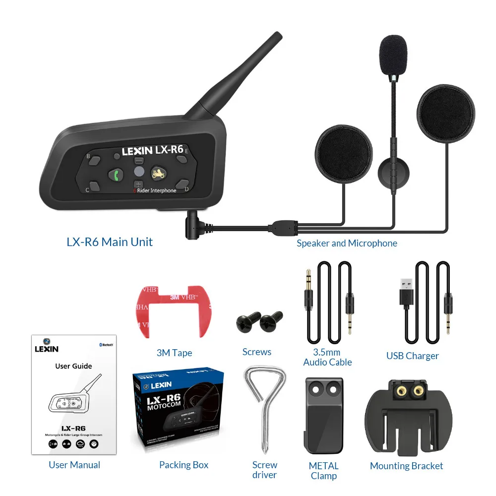 LEXIN R6 1200M 6 Rider moto rcycle Bluetooth шлем гарнитуры Интерком Мото Переговорные Гарнитуры intercomunicadores de casco moto
