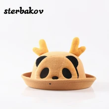 Осенне-зимняя женская шапка классическая шляпа милые животные панда Имитация шерсти девушка шляпа Симпатичные чистый черный детская шляпа