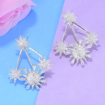 

GODKI 33mm Trendy Luxury 3 Tone Flowers Stud Earrings For Women Wedding Full Micro Cubic Zircon CZ African Dubai Bridal Earring