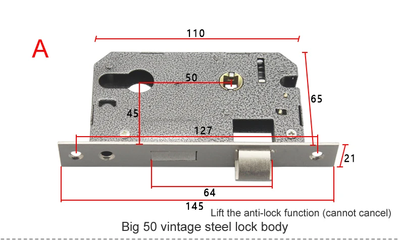 Большой корпус 50 замков, 5045 анти-замок, старомодный, тяжелая пружина, функция связи, длина 145, медь и сталь, материал