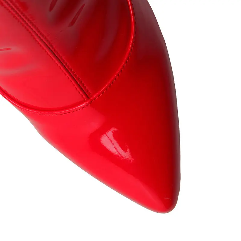 2019 Fashion Patent Leather Knee High Boots Women's Sexy Thin High Heels Pointed Toe Zipper Autumn Winter Shoes Woman Size 34-43