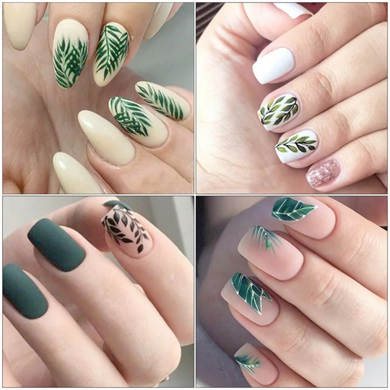 21 Designs Nail Sticker Set Jungle Green Leaves Flower Leaf Slider DIY Nail Art Water Transfer Decal Manicure Tool