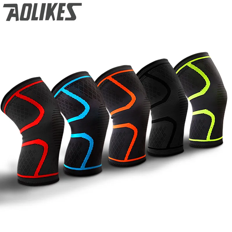 2 PCS Fitness Running Cycling Knee Support Braces Elastic Nylon Sport Compression Knee Pad Sleeve for Basketball Volleyball