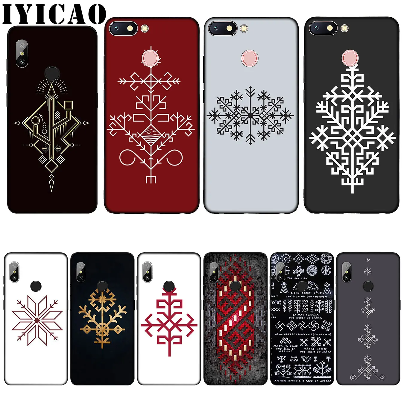 

IYICAO Latvian Ethnic Sun Tree Popular Silicone Soft Case for Xiaomi Redmi 6A 5A Note 8 7 4 4X 5 Plus 6 Pro Black TPU Cover