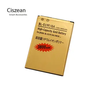 

High Quality 10pcs/lot 3800mAh BL-51YF Gold Replacement Li-ion Battery For LG G4 H818 H818N VS999 F500 F500S F500K F500L H815