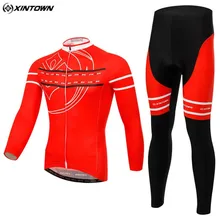 XINTOWN Men Long Sleeve Cycling Jersey Red Breathable Cycling Clothing Bike Winter Maillot Ciclismo Outdoor Sportswear CC0376