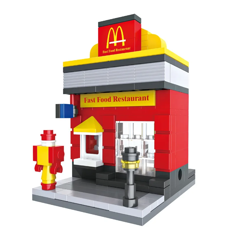 Город Мини улица 3D модель розничный магазин KFCE McDonald кафе яблоко архитектура