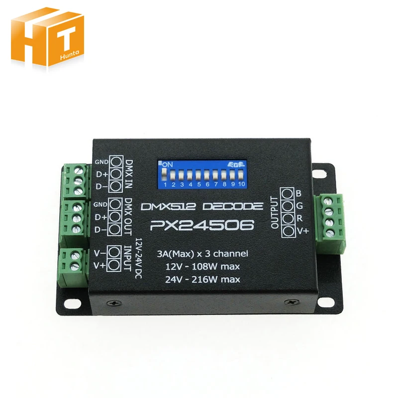 

PX24506 DMX Decoder Driver RGB Amplifier Control Controller For LED Light 12-24V