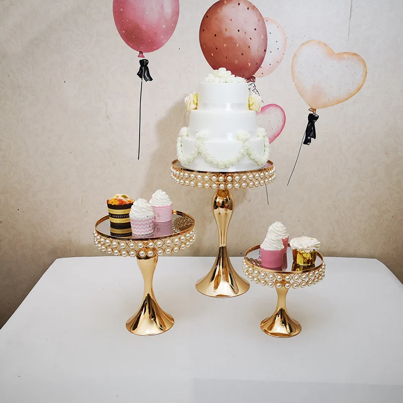 

Pearl Golden Mermaid Base Mirror Cake Stand Set