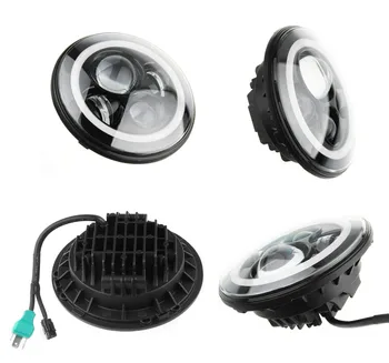 

7 inch Round 40W Amber/White Halo LED Projector Headlights Kit With Angle Eyes High Low Beam Fog DRL for Wrangler JK TJ LJ