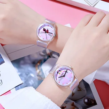 

New Kids Watches Unisex Jelly Gifts Cartoon Pattern Children's Wristwatches Lovely Pink Transparent Fashion Trend Montre Enfant