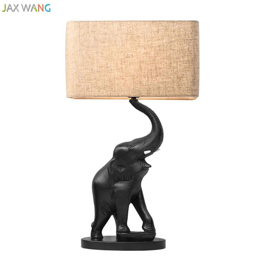 Nordic Modern Elephant Table Lamp Fabric Lampshade Lights for Living