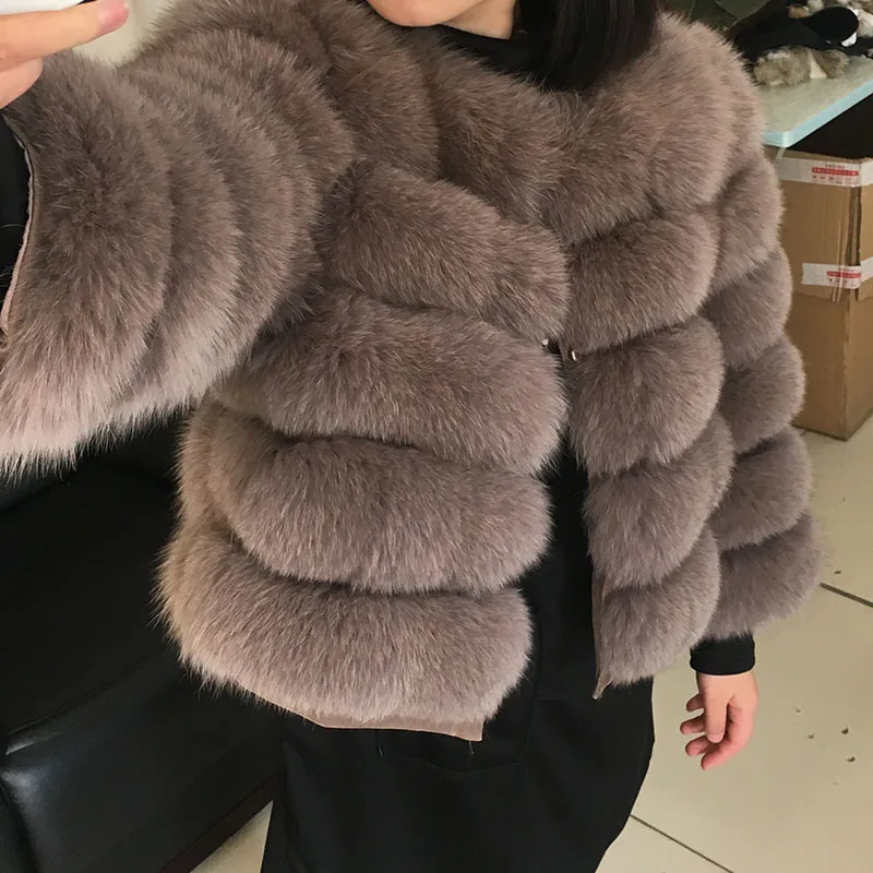 1 Женская шубка из натурального меха OFTBUY, утолщенная шубка из натурального меха лисы с рукавом "три четверти", зима-весна - Цвет: 1
