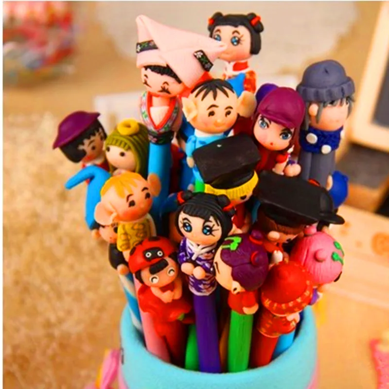 10 pcs/lot Creative handmade polymer clay pens ballpoint pen children gift kawaii stationery school Office supplies