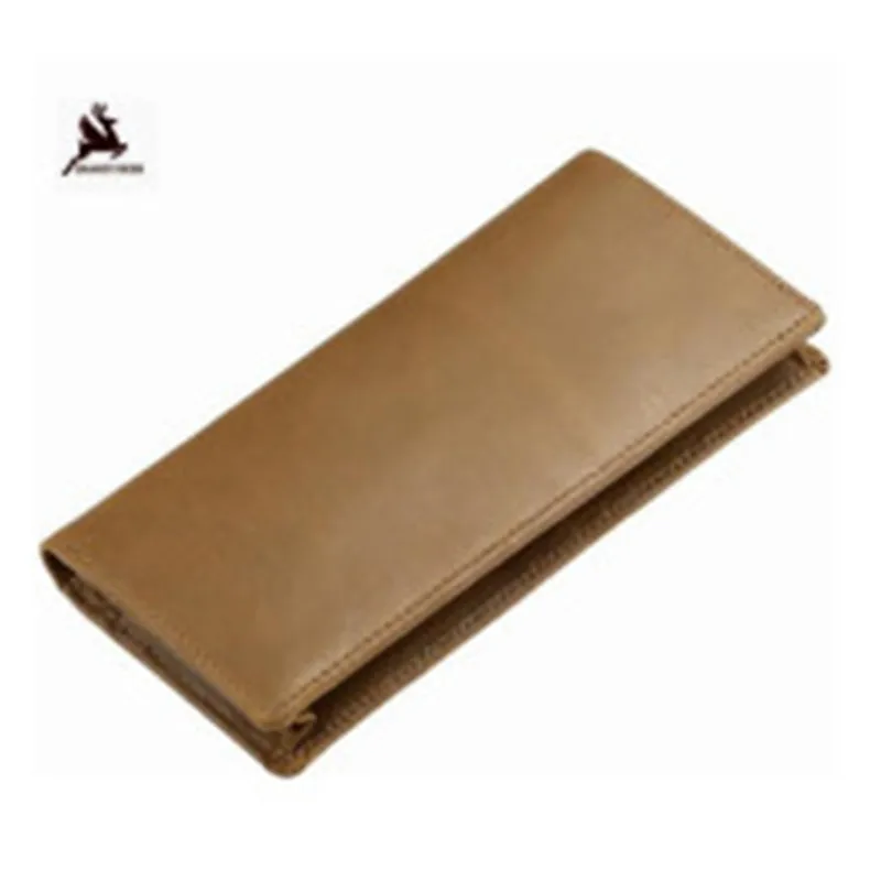 

Khaki cowhide Recreational Retro Men's Long Wallet Simple causal square gentlemen moneybags
