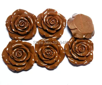 

brown color 42 mm resin rose flower 50 PCS/lot, (back perforation) ,for chunky beads necklace jewelry