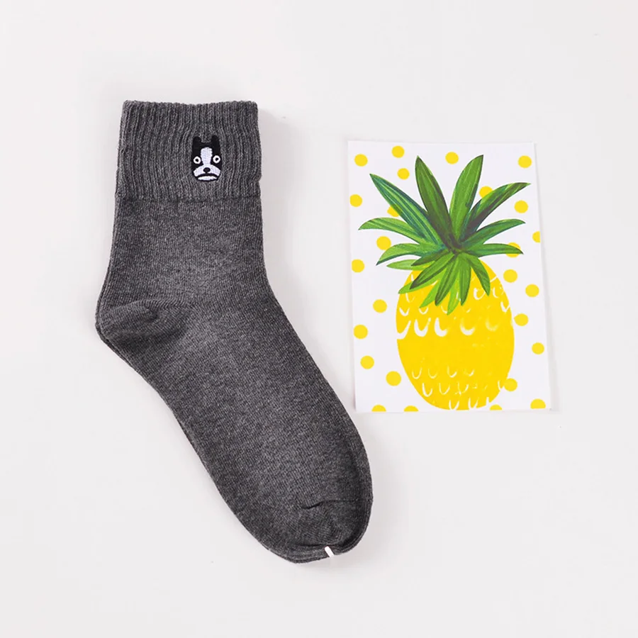 

[COSPLACOOL]Cute animal embroidery candy color funny socks lovely dog cat Jacquard female socks funny kawaii pug meias soks