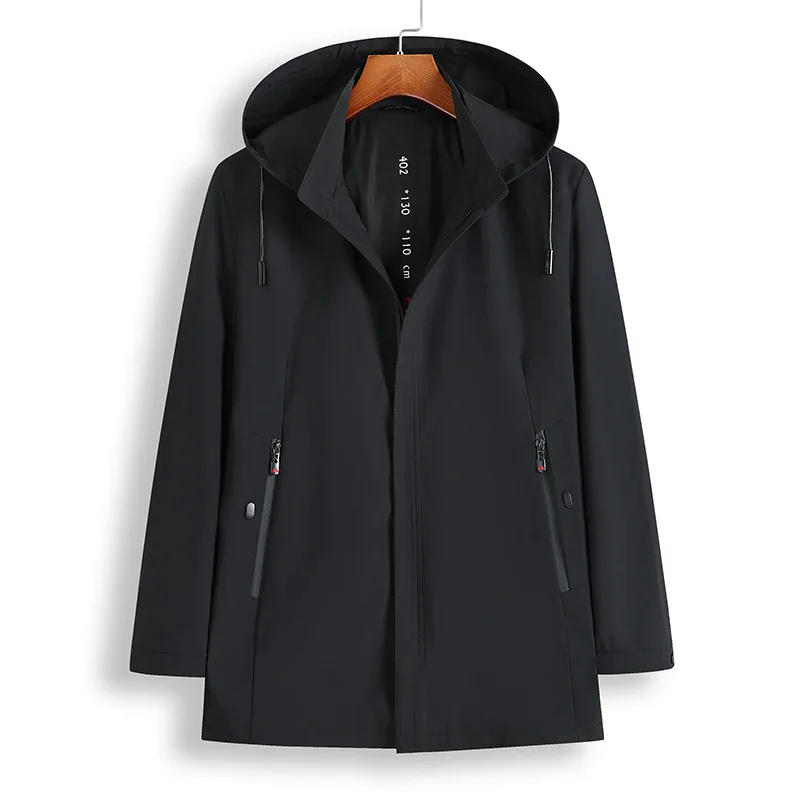 Новинка весны, мужская повседневная Свободная куртка с капюшоном большого размера, изысканное качество, Мужская однотонная куртка, Мужская Новая куртка - Цвет: black