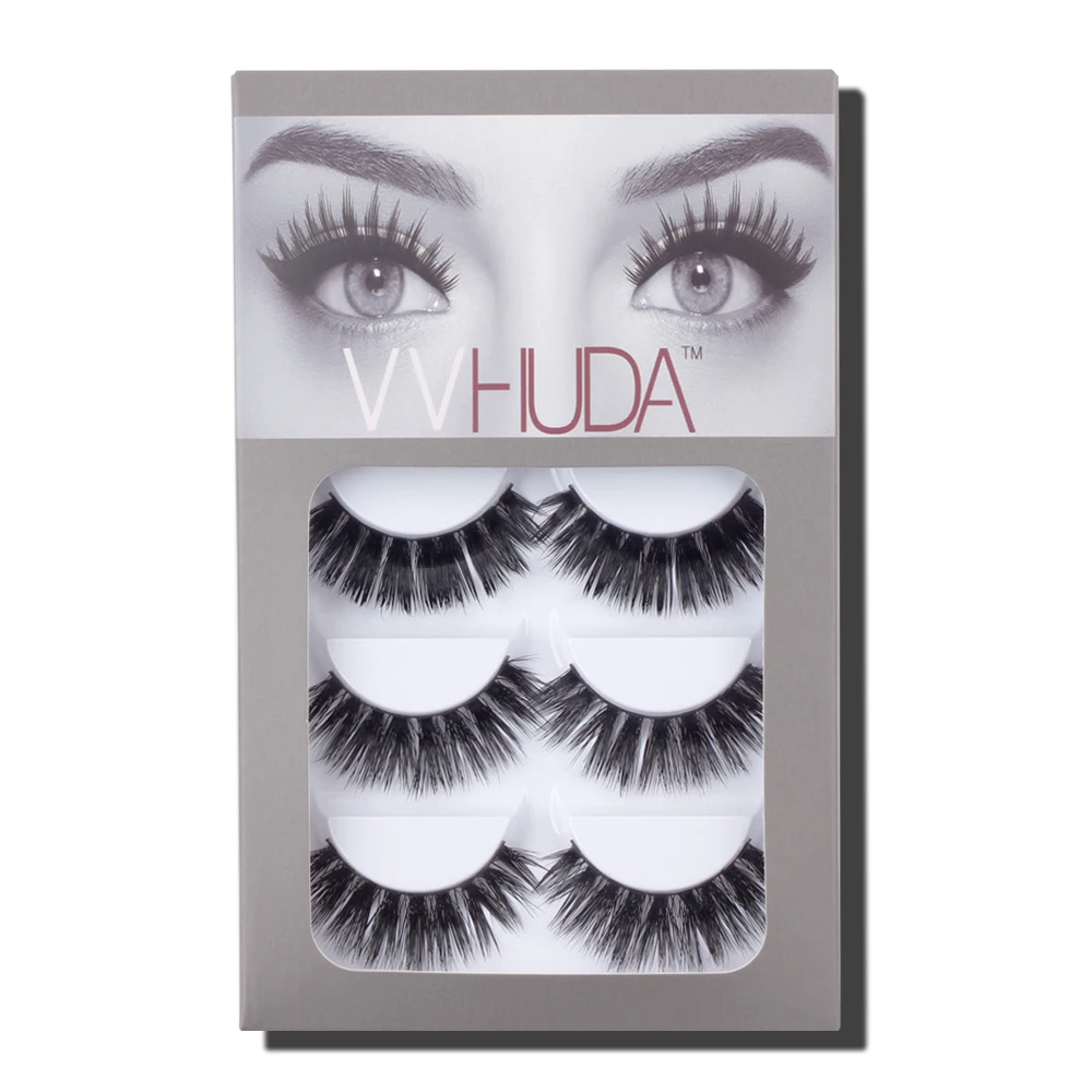 

VVHUDA Mink Eyelashes Fake Lashes 3D Extension 100% Handmade 5 Pack Natural False Crisscross Voluminous Makeup Medium Cruelty