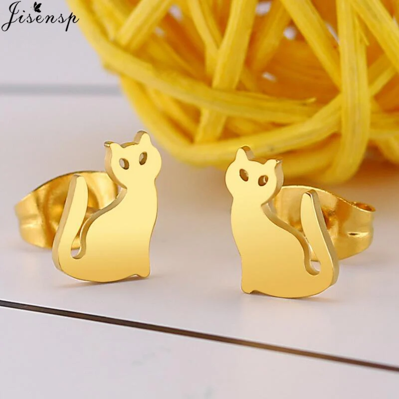 

Jisensp Fashion Animal Long Tail Cat Earrings for Girls Jewelry Simple Tiny Kitty Stud Earrings Party Gifts aretes de mujer