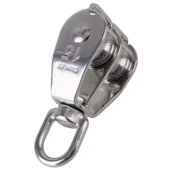 

M15 stainless steel Double Pulley Block for Wire Rope Chain Traction Wheel Set of 5 Wheel Swivel Lifting Rope Pulley Block DIY
