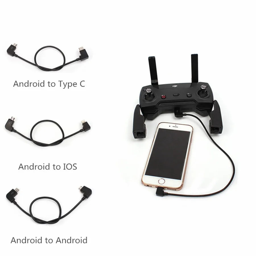 Sunnylife Spark DJI Mavic Air Mavic Pro Remote Control Data Cable Tablet Phone Converting Line Connector Android to IOS Type-C-1