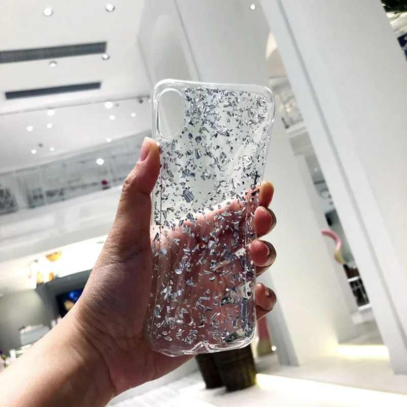 

Luxury Gold Sliver Foil Case Bling Phone Case For iPhone X XS Max XR Glitter Soft TPU Cover For iPhone 7 8 6 6s Plus Shell Case