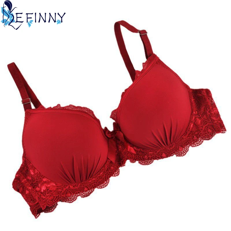 EFINNY Bow Sexy Lace Bra&Brief Sets Back Closure Unlined Undies Women's