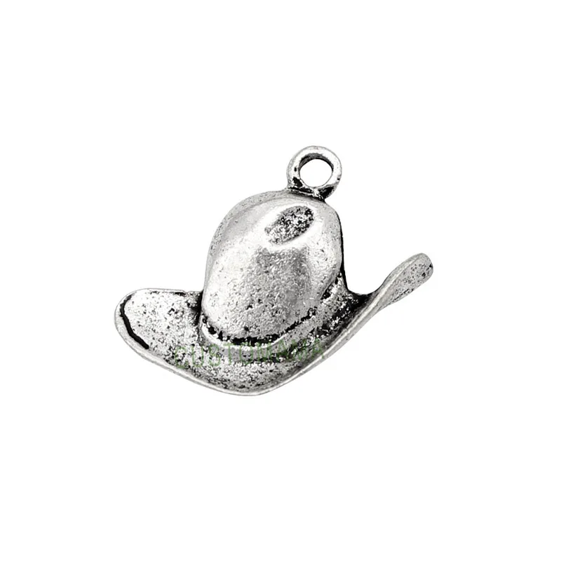 50pcs Antique Silver Cowboy Hat Charms Pendant 22x18mmin Charms from