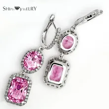 5 Color SHIPEI 2017 Fashion Trendy Gota/Cuelga Los Pendientes en Oro Blanco Plateado con AAA Brillante Imitación de Diamante para mujeres