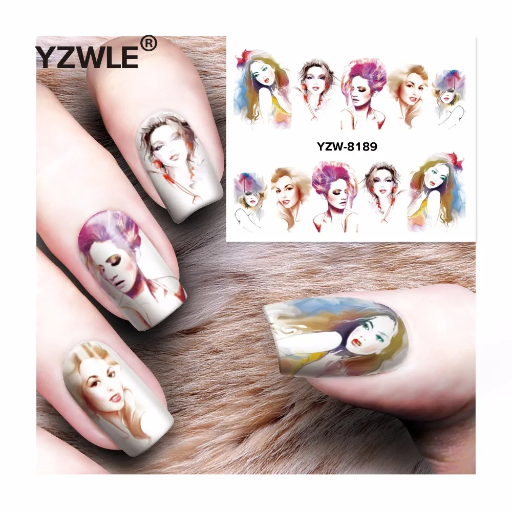 

YZWLE 1 Sheet DIY Decals Nails Art Water Transfer Printing Stickers Accessories For Manicure Salon YZW-8189