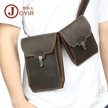 Joyir поясная сумка из натуральной кожи, Мужская многофункциональная винтажная Повседневная сумка на ремне, Мужская мягкая однотонная кожаная сумка для телефона Crazy horse