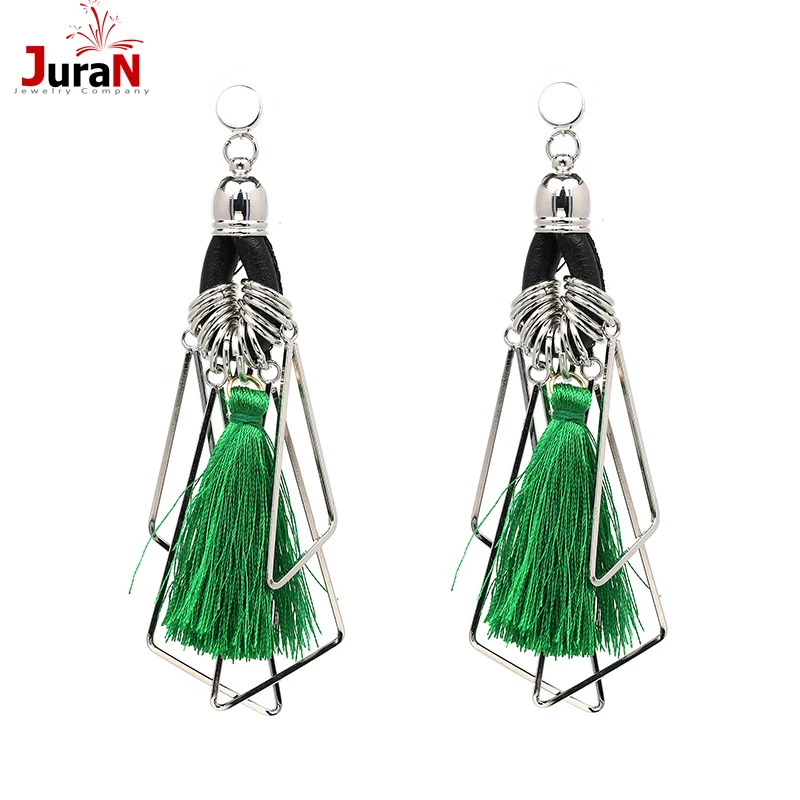 

JURAN 2018 New Dimensional Fiber Tassel Long Drop Earrings for Women Fashion Wedding Party Jewelry Wholesale 4 Colors C2308