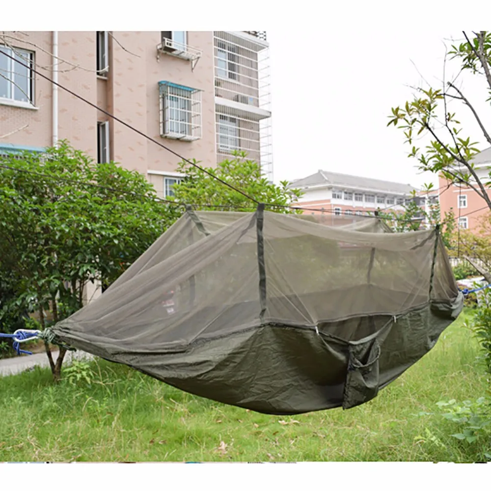 Портативный парашют Ткань гамак висит кровать с mosquio net спать открытый кемпинг Кровати