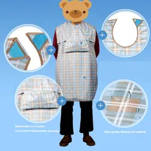Взрослых Водонепроницаемый моющийся Съемная риса ведро для взрослых фартуки для взрослых нагрудники с кнопки большой размер 110x70 см