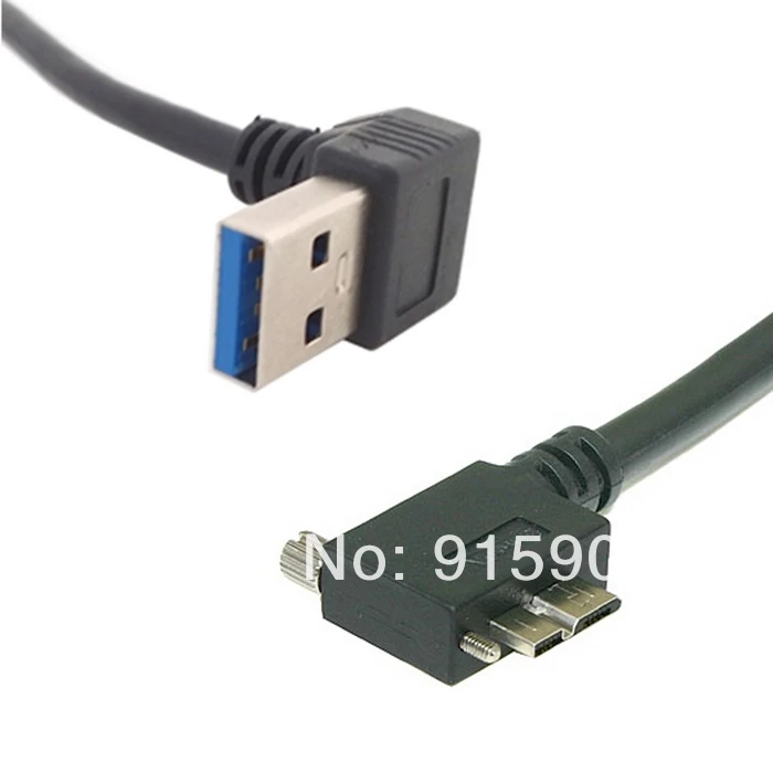 

Locking Screws Panel Cable Down Direction Angled 90 Degree USB 3.0 A Plug to Micro B Plug Right Angled 0.4m