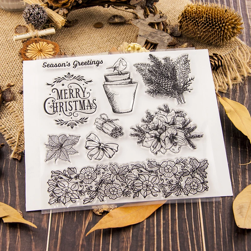 Merry Christmas clear Silicone Rubber Stamp for DIY scrapbooking/photo
