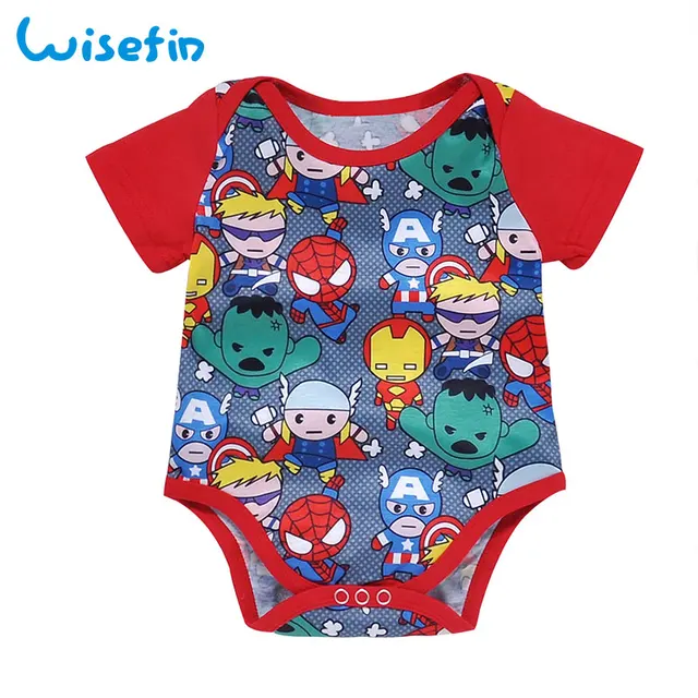 Wisefin Baby Bodysuit Boy Body Short Sleeve Superhero Newborn