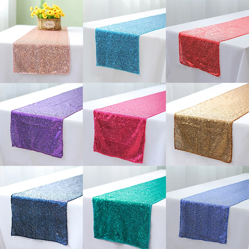 

10pcs/lot multicolor 11 colors 30x180cm 30x275cm sequin table runner for Party table cloth Weddings Decoration Table Runners
