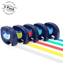5 Pack Mixed Color Compatible DYMO LetraTag 91331 91332 91333 91334 91335 Label Tape, 12mm x 4m for Dymo LetraTag Label Makers