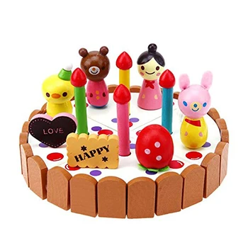 

1 Pc Wooden Mini Birthday Cake Children Play Toy Cake Toy Set for Infant Kids Classic Children Pretend Play Toys for Girls Boys