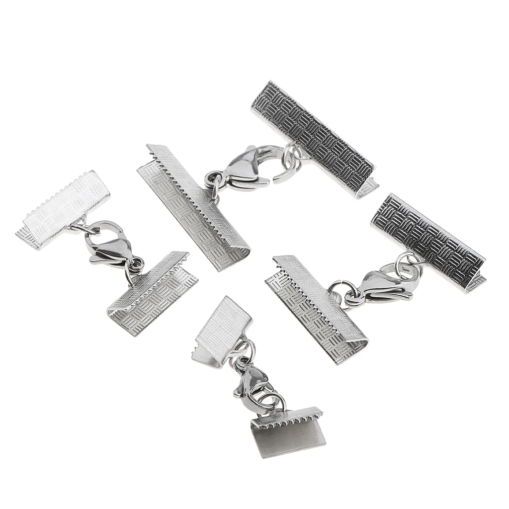 4 Pieces Assorted Sizes of Ribbon Clamp End Crimps Sets for Jewelry
