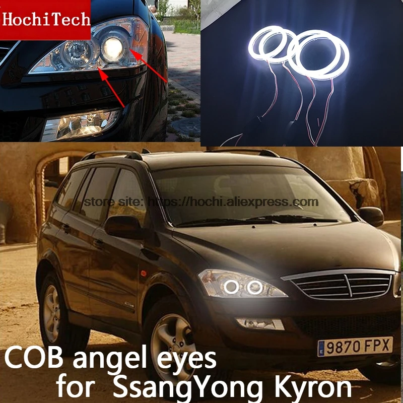 Для SsangYong Kyron 2007 2008 2009 2010 COB Светодиодный дневной светильник Белый Halo Cob Led Ангельские Глазки кольцо без ошибок ультра яркий