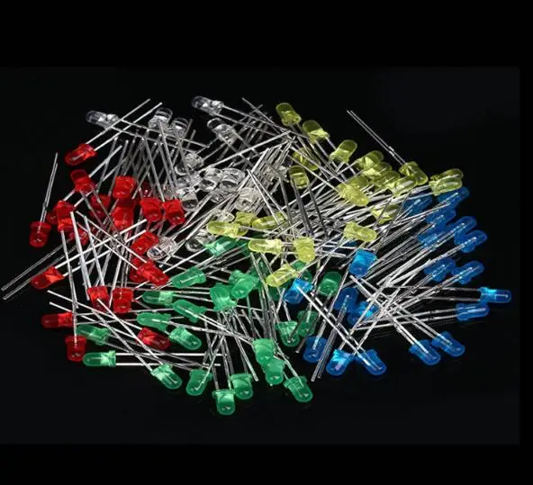 100 шт 3 мм светодиодный светильник белый желтый красный зеленый синий Ассорти набор DIY светодиодный s Набор электронный diy Набор для arduino