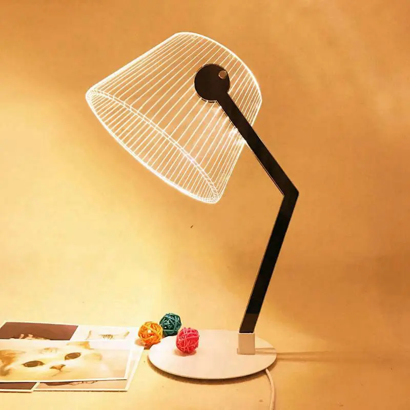 Simple Acrylic 3D Table Lamp LED Light Bedside Lamp Study Living Room Bedroom Decoration Desk Light Creative Stereo Vision Light (3)